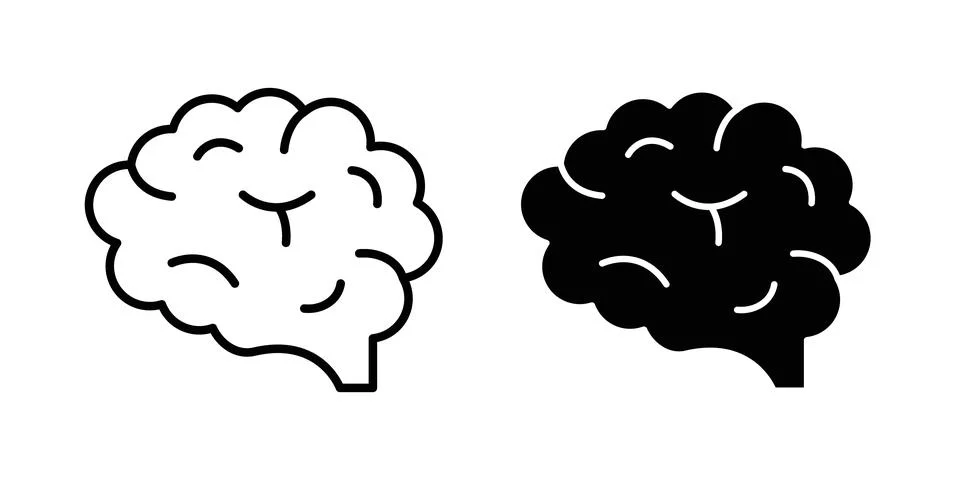 Brain icon symbol. Flat and Stroke Vector illustration Stock Illustration