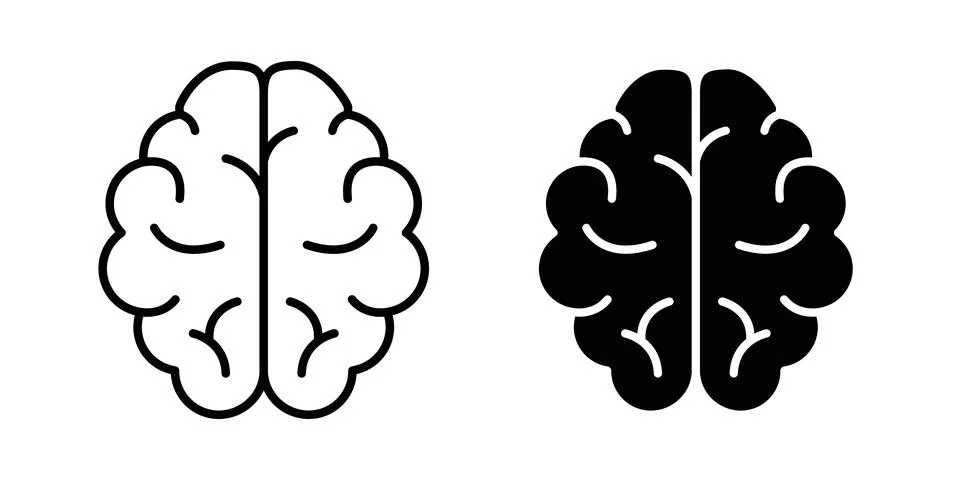 Brain icon thin line and clipart style vector set Stock Illustration
