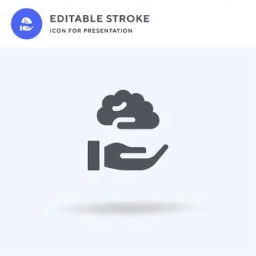Brain icon vector, filled flat sign, solid pictogram isolated on white, logo  Stock Illustration