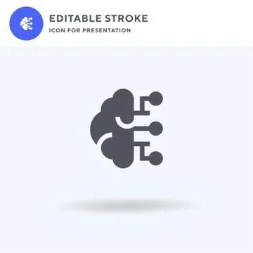 Brain icon vector, filled flat sign, solid pictogram isolated on white, logo Stock Illustration