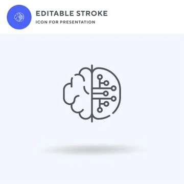 Brain icon vector, filled flat sign, solid pictogram isolated on white, logo  Stock Illustration