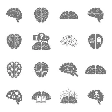Brain icons black Stockillustratie