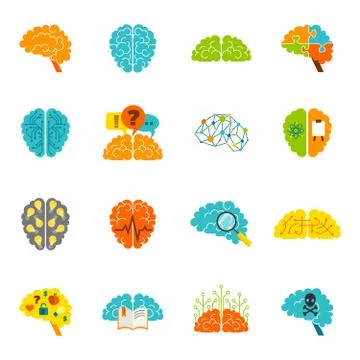 Brain icons flat Stock Illustration