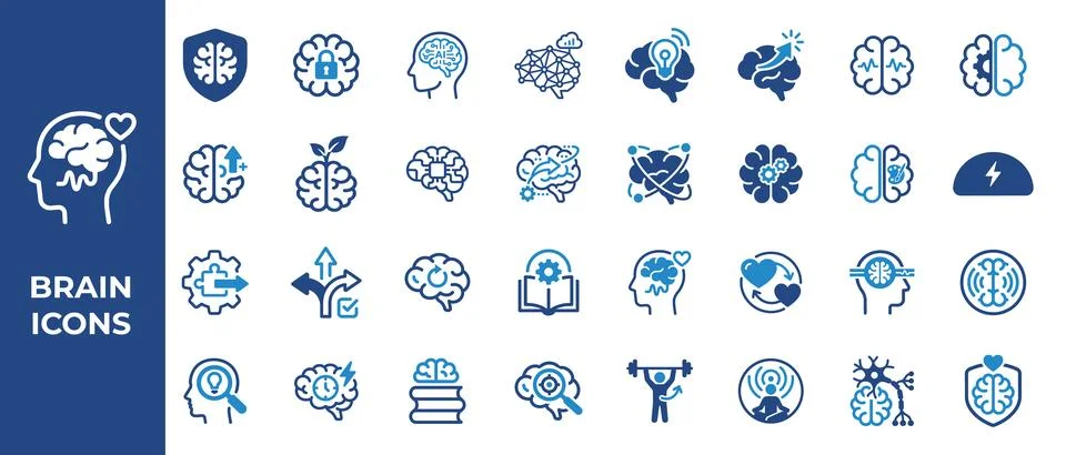 Brain icons set on white background for neurology, intelligence and mental .. Stock Illustration