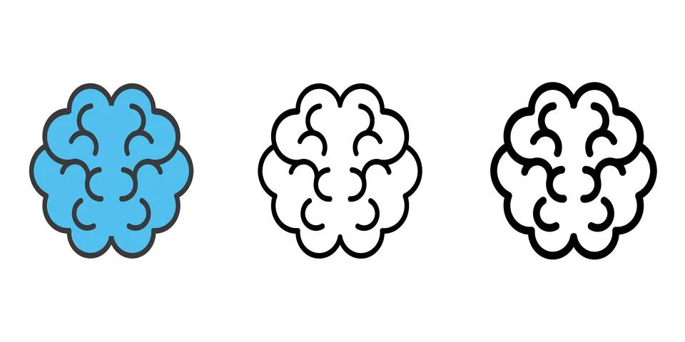 Brain icons vector illustrations in black and blue colors for web 스톡 일러스트