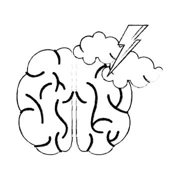Brain idea brainstorm knowledge sketch Illustrazione stock