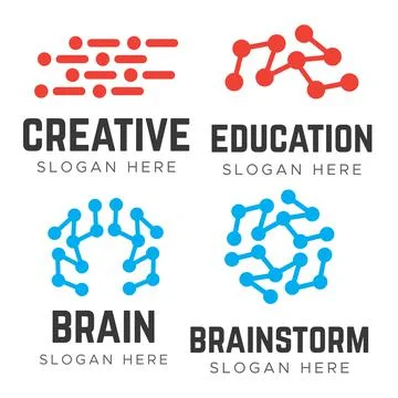 Brain idea design logos. Brainstorm logos vector Stock Illustration