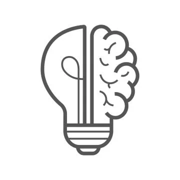 Brain idea icon. Light bulb with brain vector liner icon, idea concept. Editable 스톡 일러스트