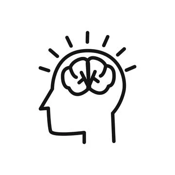 Brain idea icon linear vector graphics sign Stock Illustration