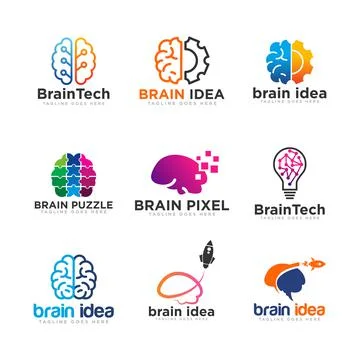 Brain Idea Logo Design Vector Illustrazione stock