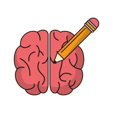 Brain idea pencil knowledge Stock Illustration