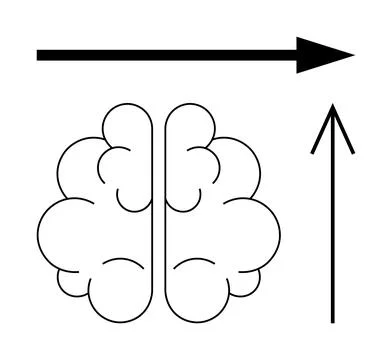 Brain image with arrows indicating upward and forward motion. Ideal for theme Stock Illustration