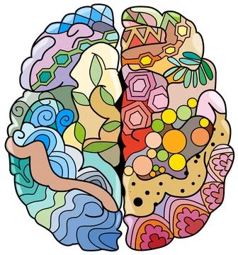 Brain image in zentangle style. Decorative unusual ornaments. Stock Illustration