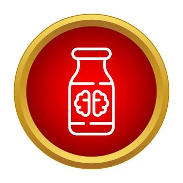 Brain improving elixir in a medical bottle icon Stock Illustration