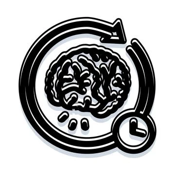 Brain improving memory retention with learning process over time 스톡 일러스트