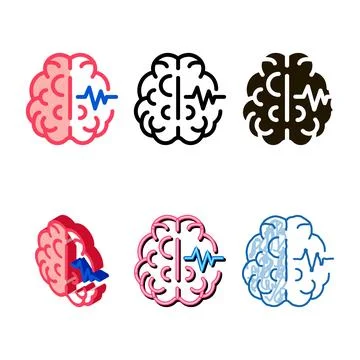 Brain impulse icon modern vector outline Stock Illustration