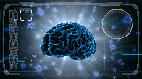 Brain impulses. Neuron system. Human anatomy. HUD background Stock Footage 59869655