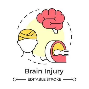 Brain injury multi color concept icon Stock Illustration