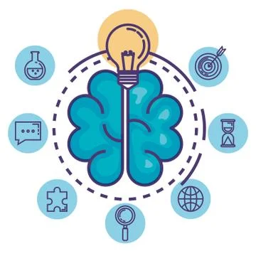 Brain with innovation icons Illustrazione stock