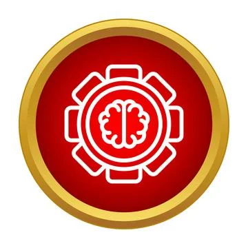 Brain innovation processing inside a gear symbol Illustrazione stock