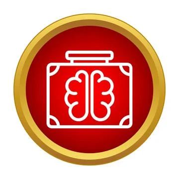 Brain inside briefcase icon representing business intelligence concept Illustrazione stock