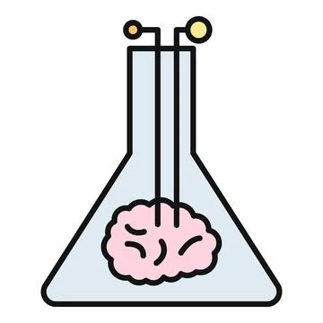 Brain inside flask representing mental health research and neuroscience Stock Illustration