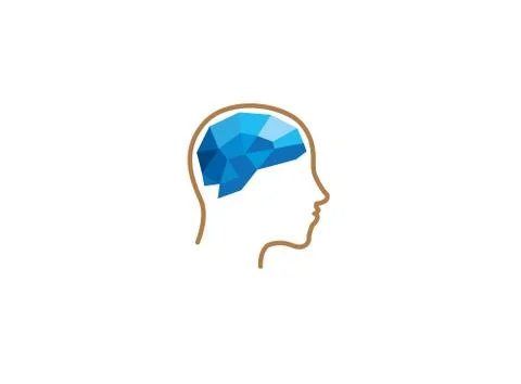 Brain inside head logo Stock Illustration