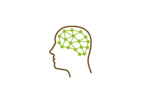 Brain inside the head a technology style for logo Stock Illustration