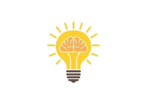 The brain inside a lamp light shining Idea for Logo Stock Illustration