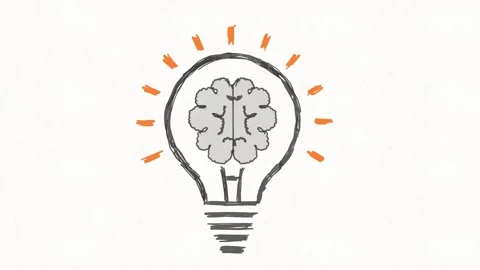 Brain Inside Light Bulb Creative Idea and Innovation Animation Stock Footage 342018037