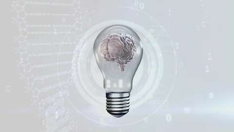 Brain inside a light bulb Stock Footage 107648642