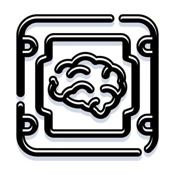 Brain inside microchip computing and artificial intelligence concept イラスト素材