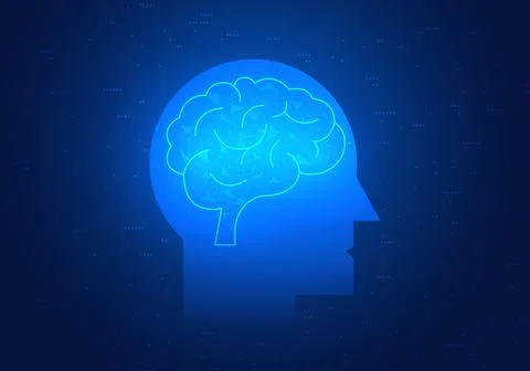 Brain inside the robot is an artificial intelligence system. that serves to.. Stockillustratie