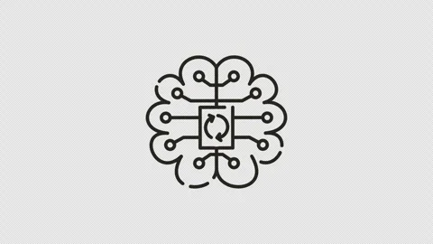 Brain with integrated circuit design symbolizes artificial intelligence, Vidéo 314514163