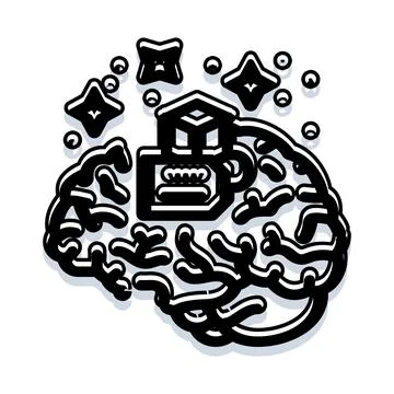 Brain integrating computing technology and artificial intelligence concepts Stock Illustration