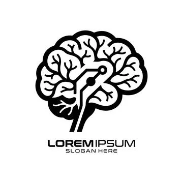 Brain Intelligence Logo Design with Neural Pathway Concept Stock Illustration