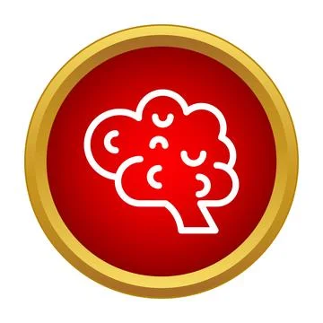 Brain intelligence neurology concept icon symbol on red background Stock Illustration