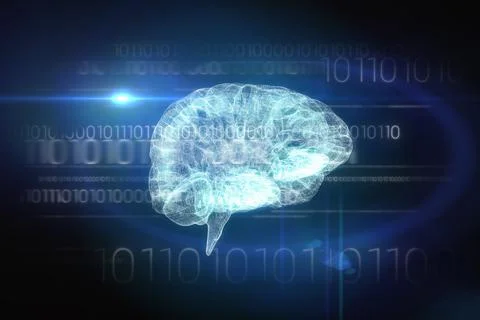 Brain interface in black and blue 写真素材