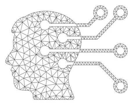 Brain Interface Circuit Polygonal Frame Vector Mesh Illustration イラスト素材