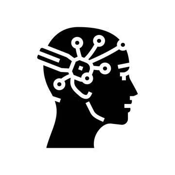 Brain interface device future technology glyph icon vector illustration Stock Illustration