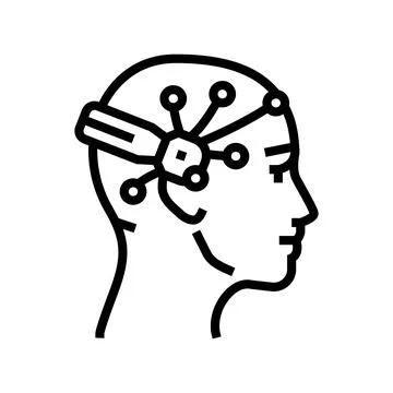 Brain interface device future technology line icon vector illustration イラスト素材