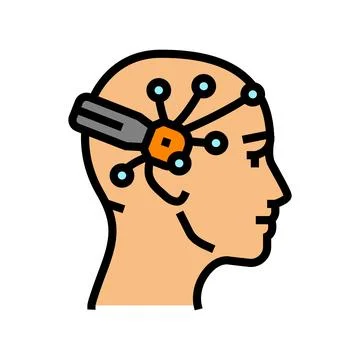 Brain interface device future technology color icon vector illustration Illustrazione stock