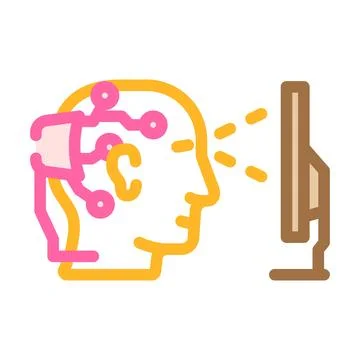 Brain interface device future technology color icon vector illustration Stock Illustration