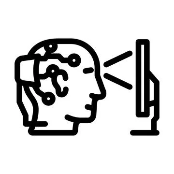 Brain interface device future technology line icon vector illustration イラスト素材