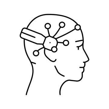 Brain interface device future technology line icon vector illustration イラスト素材