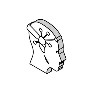 Brain interface device future technology isometric icon vector illustration Stock Illustration