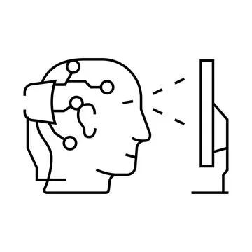Brain interface device future technology line icon vector illustration イラスト素材