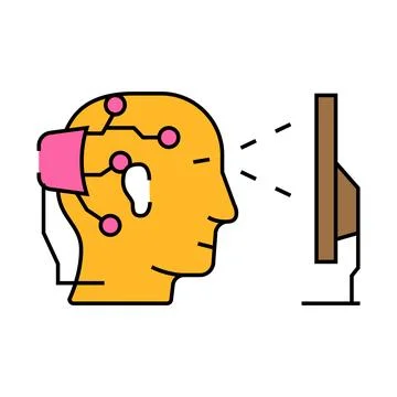 Brain interface device future technology icon color illustration イラスト素材