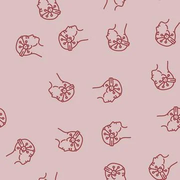 Brain interface device future technology line seamless pattern Stock Illustration