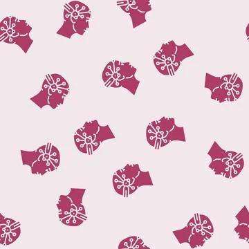 Brain interface device future technology glyph seamless pattern イラスト素材